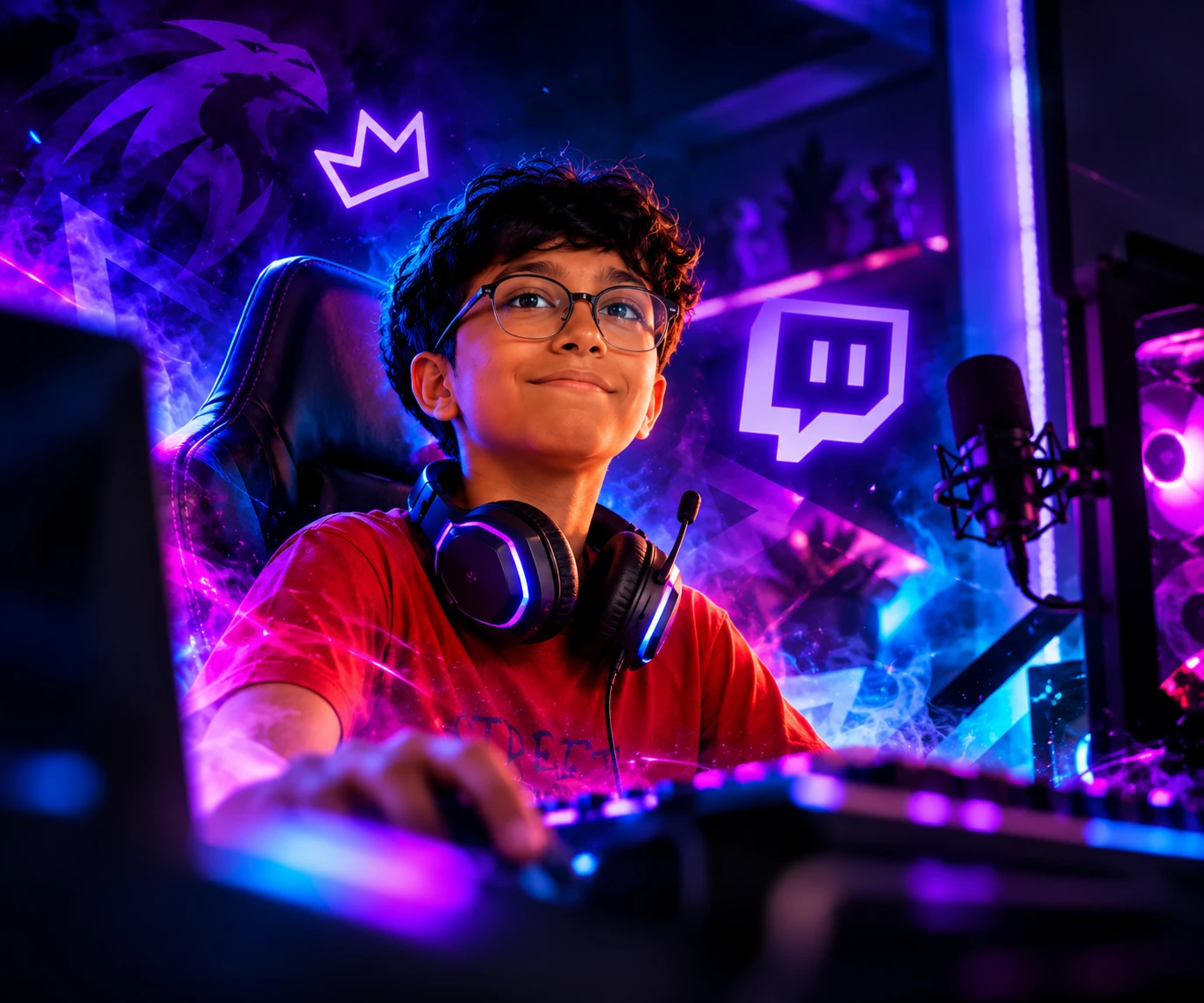 Chahid à son setup de stream